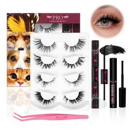 PRO Lash Clusters Kit DIY Lash Extension Kit with 3-Step Cluster Lashes 4 Animal Styles Mixed Eyelashes Thin Band Lash Bond and Seal Lash Remover Lash Tweezers Easy To Use Suitable Various Makeup