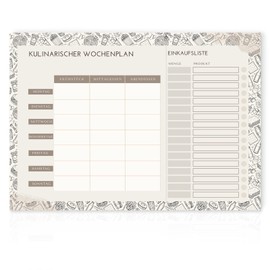 Clever Gadgets Weekly Planner Pad A4 (50 Sheets) | Food Planner + Shopping Planner | No Fixed Date | Menu Planner | with Practical Shopping List | Desk Pad | Printed in D