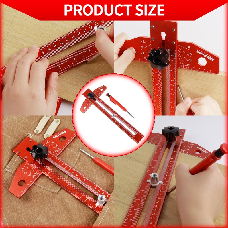 Zxfuture Woodworking Scriber Marking Line Ruler, T Type Woodworking Ruler