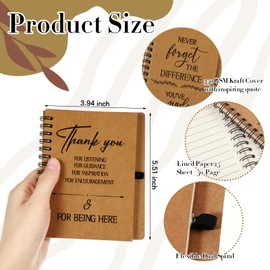 Glenmal 60 Pcs Thank You Gift Set Include Spiral Inspirational Notebooks Retractable Motivational Pens Employee Appreciation Gift Bulk Ruled Kraft Notebook Bamboo Thank You Pen for Teacher Coworker