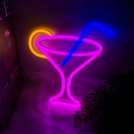 Letrero de neón para decoración de pared, cócteles Happy Hour Neon Sign Man Cave Bar Home Art Luz de neón LED hecha a mano para dormitorio, barra de cerveza, señal de luz de neón para hotel, fiesta