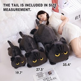 PEACH CAT 35.4" Long Cat Plush Pillow Cute Kitten Stuffed Animals Plushies Toy Gifts for Kids Grey