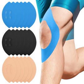 Scettar 18 Pcs Kinesiology Tape for Knees, Waterproof & Elastic Athletic Tape for Knee Stability, knee support tape, Knee Tapes for Knee Pain for Running, Cycling, Sports(Blue+Black+Skin color)