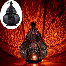 Marrakech Lamp and Lantern in One Metal 30 cm Large Table Lamp Lantern Lamisa Black Oriental Decoration