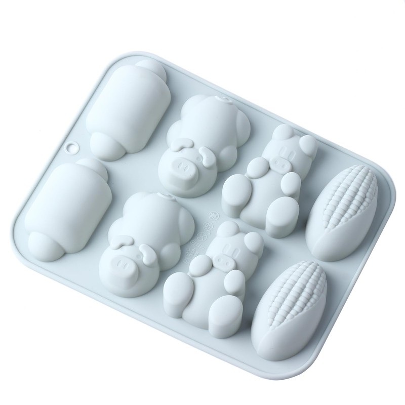AIBOYA 8 Cavity Corn Pig Silicone Candy Molds For Chocolate