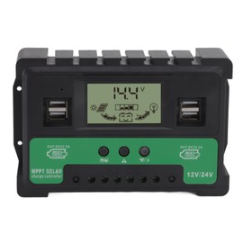 Solar Controller 12V 24V Charge Discharge PV Regulator LCD Display Dual USB Output 50A