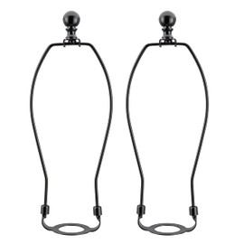 Aspen Creative 20037-32A, 7" Lamp Shade Harp Holder with E26 UNO Fitter Adapter, Includes Solid Steel Bumped Cylinder Finial, 7" Harp, and E26 36mm UNO Fitter in Matte Black Finish, 2 Pack