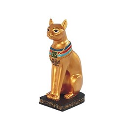 ICE ARMOR 8.5" H Ancient Egyptian Cat Goddess Bastet Black and Gold Bast Statue Home Decor Figurine Office Desk/Home/Living Room/Table Decor, Perfect House Warming Gifts for New Home