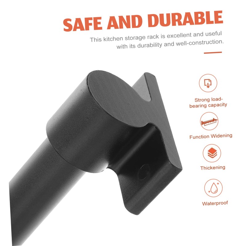 LIFKOME 1Pc Wall Mounted Kitchen Utensil Hook Rack Black Hanging