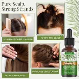 Hair Growth Rosemary Essential Oil, Hair Treatment Oil, Refreshing Non-Greasy Hair Oil for Damaged Hair & All Hair, Nourishes Scalp and Stimulates Hair Growth, Prevent Hair Loss, Strengthen Hair, (1pack)