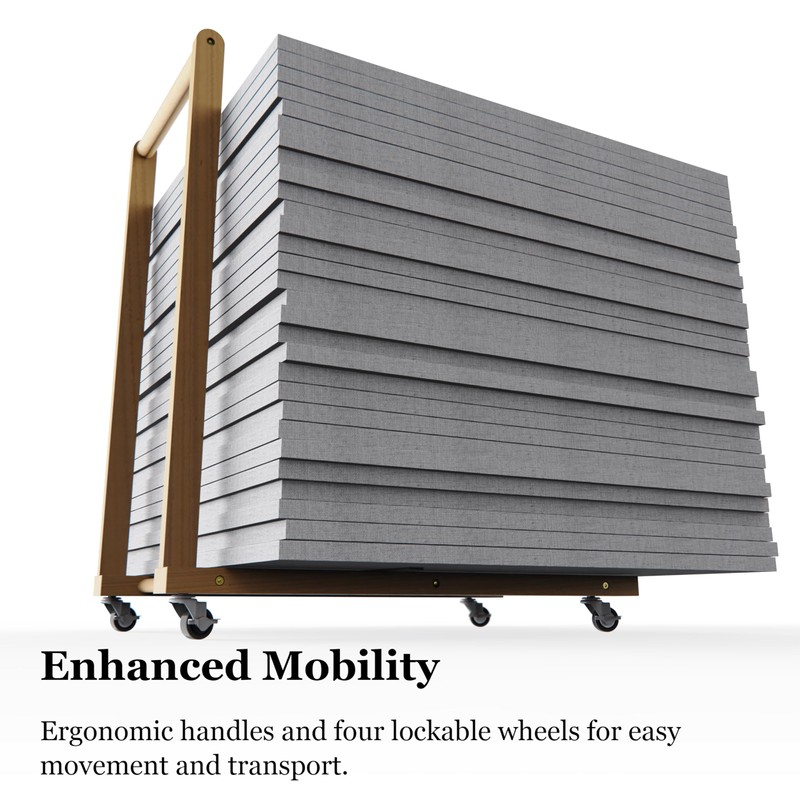 UNZERO Movable Canvas Panel Storage Rack, Wooden Art Organizer Stand