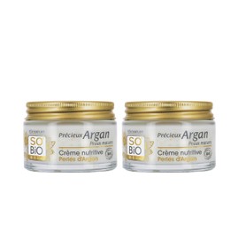 LÉA NATURE SO Bio Étic | Nutrition Cream with Argan Beads - Valuable Argan for Mature Skin | Nourished Skin | Firmness & Density | Organic Argan Oil - Vegetable Collagen | Made in France | 2 x 50 ml