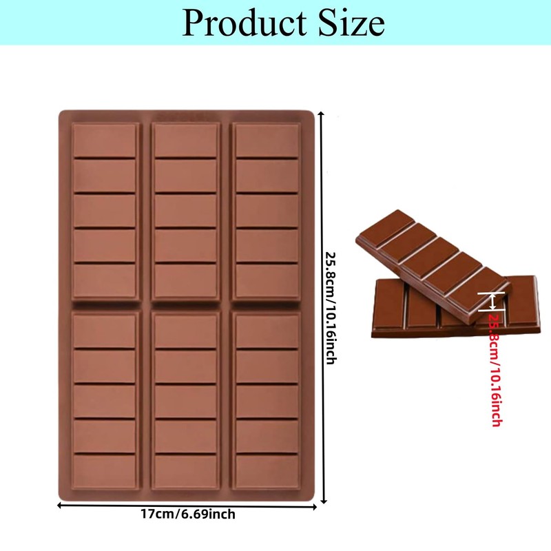 Dwwffer Chocolate Bar Molds Deep,2 Pack Non-Stick Chocolate Candy Molds,Silicone