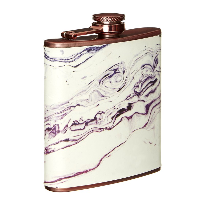 Premier Housewares Hip Flask, Marble Effect, Rose Gold, Stainless-Steel, 3