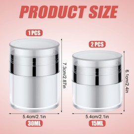 Pack of 3 Cosmetic Vacuum Jar, 0.5 oz and 1 oz Portable Plastic Airless Pump Vacuum Jar with Lid for Cream Clean Airless Pump Jar for Travel Face Cream Lotion Dispenser at Home