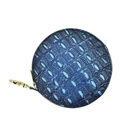 Anuschka Women's Original Hand-Painted Genuine Leather Round Zip Pouch - Croco Embossed Sapphire