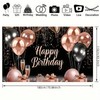 BlissYard Rose Gold and Black Happy Birthday Banner Backdrop Large