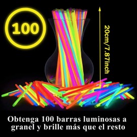 Pack de 100 Pulseras Neón Fosforescentes para Fiestas y Eventos