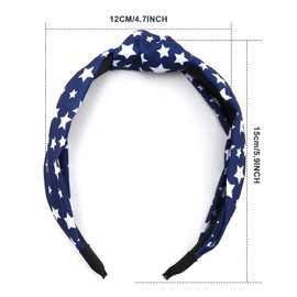 MYSXN American Flag Knotted Headband,4th of July Headband,Independence Day Patriotic Headbands Hair Accessories for Women Girls (BLUE STAR, M)
