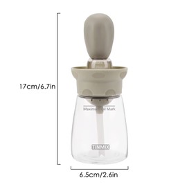 TINMIX 2er Pack Ölspender mit Backpinsel Olivenöl Flasche ölflasche mit silikon pinsel für Backen, Küche, Kochen, Soße, BBQ, Grill, Braten, Weiß und Grau