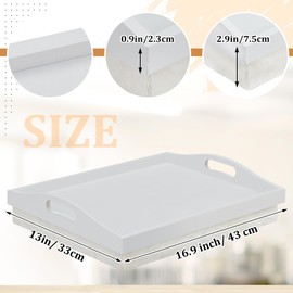 Tioncy Bamboo Lap Tray with Detachable Pillow 16.9'' x 13'' Lap Desk with Cushion Lap Trays for Adults Eating in Recliner Breakfast Bed Tray Serving Tray with Handles (White,1 Piece)