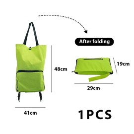 1 Piece Green Foldable Trolley Bag, Foldable Supermarket Shopping Trolley, Waterproof Practical Shopping Bag, Shopping Bag Trolley, Portable Oxford Fabric Shopping Bag