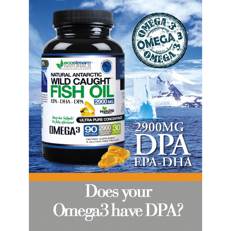 ecostream Naturals Wild Caught Omega 3 Fish Oil DPA-EPA-DHA Supplement
