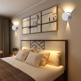 Kawell 8W Modern LED Wall Sconce Light Up Down Waterproof Outdoor Wall Lamp Indoor Hardwired for Bedroom Bathroom Hallway Stairs Porch, White 3000K