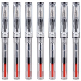 erofa Transparent Parallel Calligraphy Fountain Pen Set with Duckbill Clip,7 Assorted Nib Sizes for Gothic Art Drawing and Writing Signature