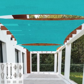 Patio Paradise 10' x 9'10" Sun Shade Sail Square Canopy UV Block Awning with Hardware Kits Commercial Grade for Patio Backyard Lawn Garden Outdoor Activities, Turquoise