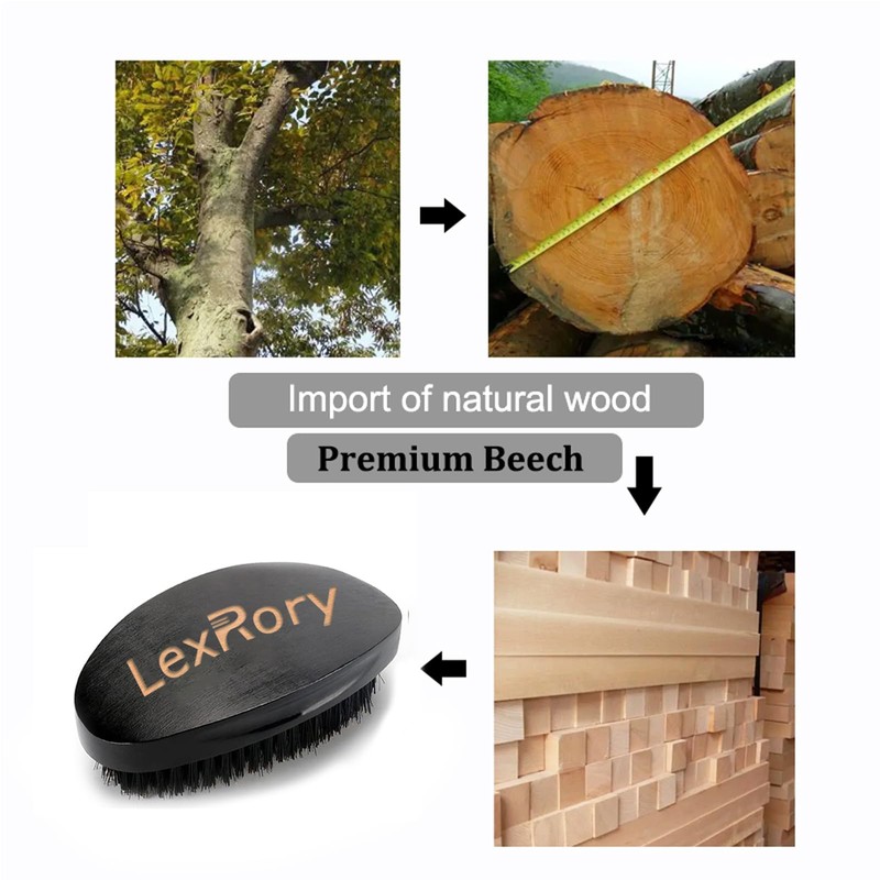360 Curved Wave Brush For Men - Medium Hard Palm