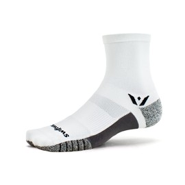 Swiftwick- FLITE XT FIVE Non-Slip Running Socks, Tennis Socks, Ultimate Stability (White, Large)