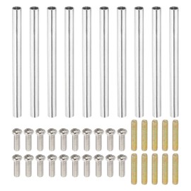 PATIKIL 60mm (2.4") Round Coupling Nuts Kit, M4 Threaded Connector Bar Hardware with Fully Thread Rods Screws for Lamp Model Furniture DIY Repair Part