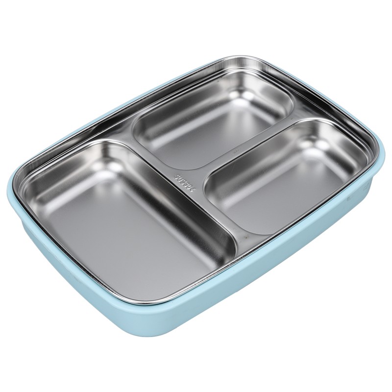 Thermal Insulation Bento Lunch Box 3 Grids Leakproof 304 Stainless