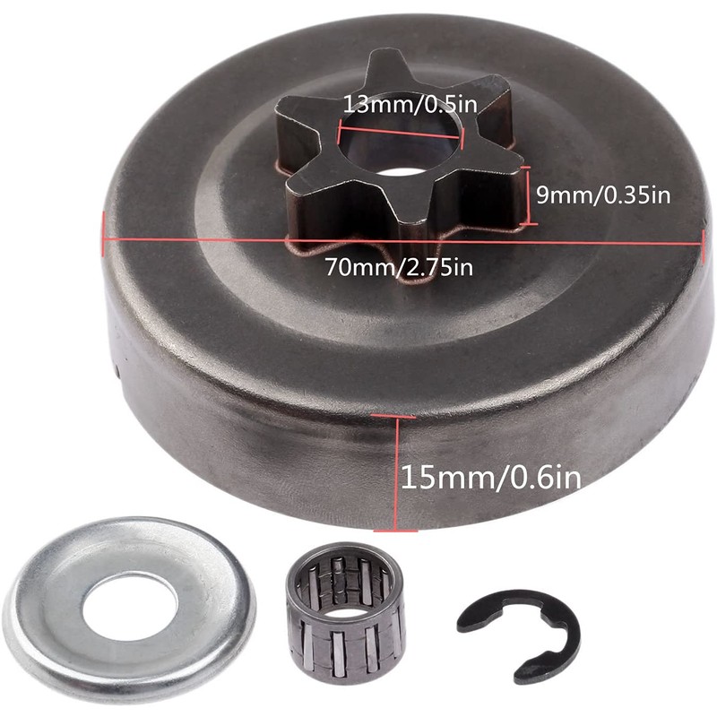 クラッチドラムスプロケット3/8 " 6Tワッシャー ガーデンツールパーツ STIHL用クリップ MS170 MS180 017 018 025