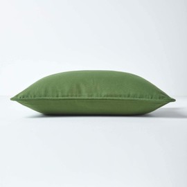 HOMESCAPES - 100% Cotton Plain Dark Olive Green Cushion Cover - 30 x 50 cm Rectangular - 12 x 20 Inches - Sofa Cushion Pillow Cover - Washable