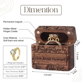 Drnilui Ring Box, Wooden Ring Box for Wedding Ceremony Ring Bearer Box, Engagement Ring Holder Gift for Anniversaries Day, Birthday Gift