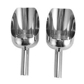 2pcs Stainless Steel Ice Scoop Professional Large Capacity Polished Semicircular Design Rice Scoop Grain Shovel for Bar Outdoor Home Party
