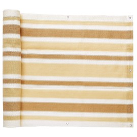 California Net Co. (Quantity 3 Pack) 32” Inches x 180" Inches (15 FT) Beige/Brown/Ivory Striped Outdoor Wind, Sun, Privacy Screen Mesh Net for Swimming Pool, Patio, Canopy, or Deck