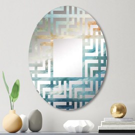 DesignQ Contemporary Collage of Coastal Scenery I - Coastal Ocean Maze Coastal - 20x30 Inches - Oval Decorative Wall Mirror for Bathroom, Bedroom, Entryway, Living Room, Vanity Room and Modern Décor