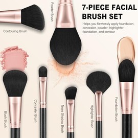 Silkpuff Makeup Brushes Set 15 Pcs Professional, Travel Makeup Brushes With Brush Case, Pearlescent Wood Handle, Premium Cruelty-Free Synthetic Fiber Hair, Foundation Concealer Eye Shadow Blush（Black）