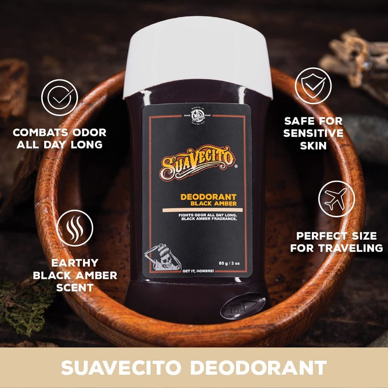 Suavecito Black Amber Scent Stick Deodorant Underarms Men's Grooming Aluminum