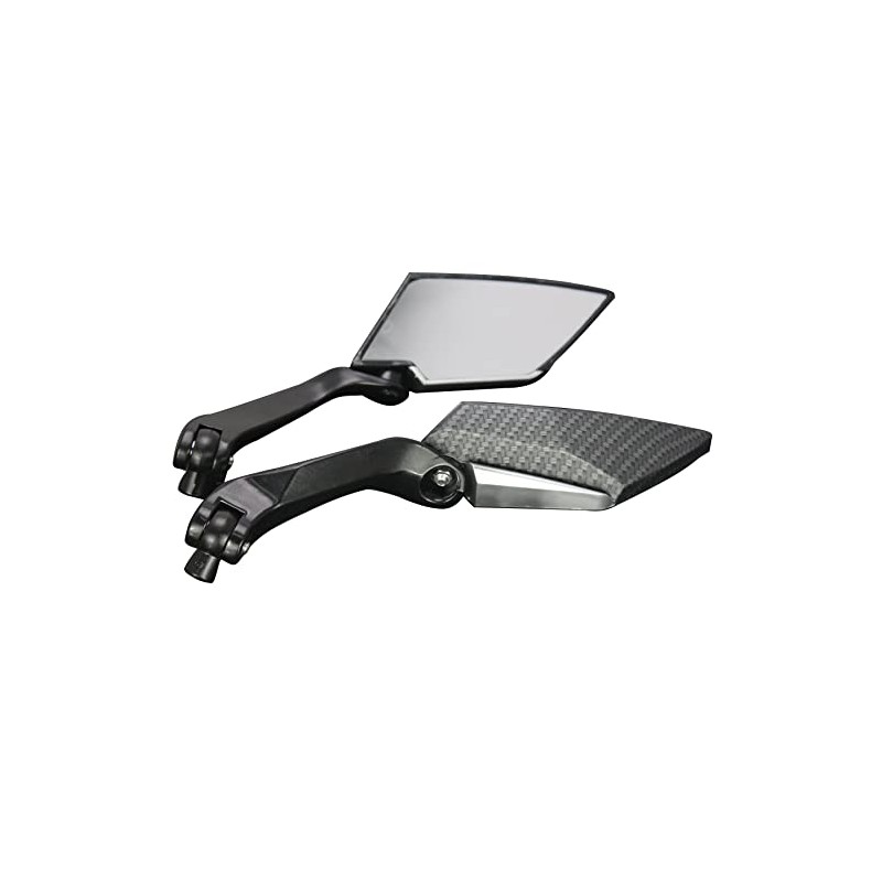 MotorToGo 1Pair Black Carbon Mini Motorcycle Mirrors Compatible for 2014