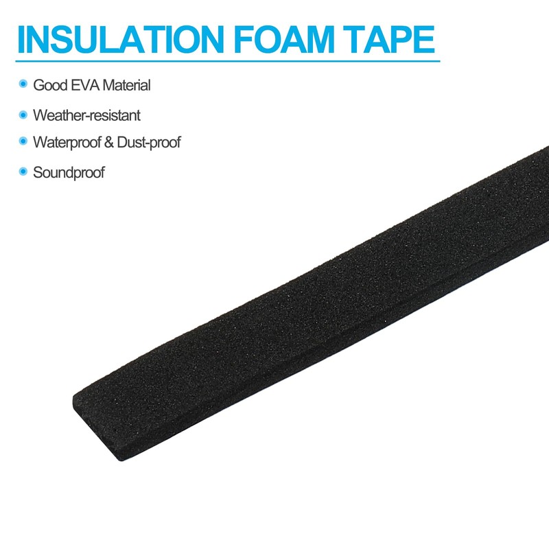 PATIKIL 3/8"W x 1/8"T x 16.4Ft EVA Black Single Sided