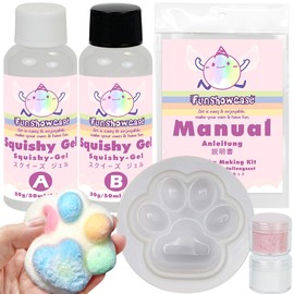 Taba Squishy Kit Set Liquid Gel+3" Paw Silicone Mold+Flocking