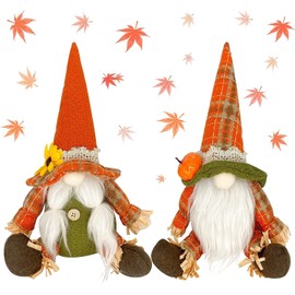 innamoto Harvest Scarecrow Fall Gnomes Clearance - Sitting Pumpkin Harvest Fall Sunflower Gnome Figurines - Thanksgiving Gnomes for Indoor Home Decor