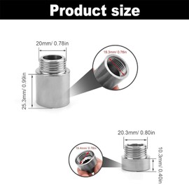 JINJUMEI Tap Extension 1/2 Inch, Pack of 4 Stainless Steel Tap Extension, Stainless Steel 1/2 Inch Thread Fitting, Not Easy to Rust, for Corner Valves, Shower Heads, Taps
