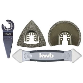 kwb by Einhell 4-Piece Multi-Tool Set for Tiles Multifunctional Tool Accessories (Suitable for All Einhell Multifunction Tools, HM Rasp, HM Segment Saw Blade, Scraper)