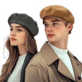 Clakllie French Beret Hat Women Beret Beanie Solid Color French Style Warm Cap Beanies Hat Lightweight Fashion Cap,Gray