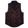 Barry.Wang Mens Victorian Vest Tailored Collar Red Black Paisley Steampunk